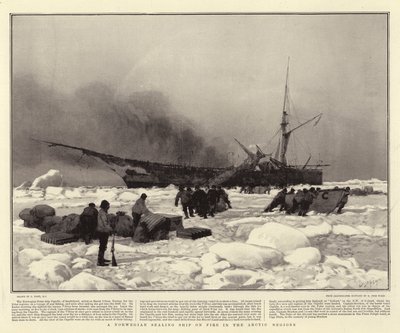 北極圏で燃えているノルウェーの密閉船 作： Joseph Nash
